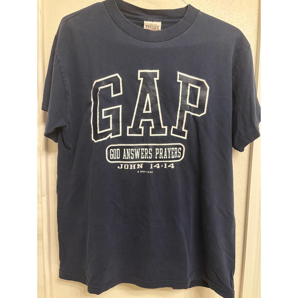 Vintage GAP God Answers Prayers Religous Jesus t shirt size Large